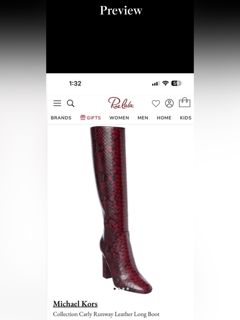Michael Kors Burgundy Snakeskin Over the Knee Boots